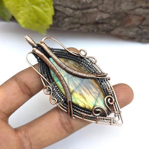 beautiful labradorite copper wire pendant, labradorite gemstone marquise shape handmade copper pendant, gift for women, oxidized pendant