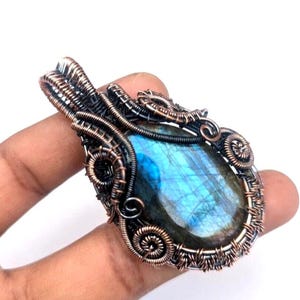 Handmade labradorite copper wire wrap pendant, copper wire pendant, labradorite pendant, oxidized pendant, gift for girlfriend and wife