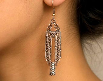 Handmade Copper Wire Earrings | Rustic Boho Dangle Jewelry Gifts