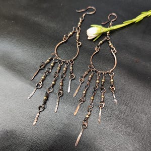 Dangle Earrings • Copper Wire Earrings • Oxidized Polished Earrings • Dangle Earrings • Handmade Design Copper Earrings • Best Gift For Wife