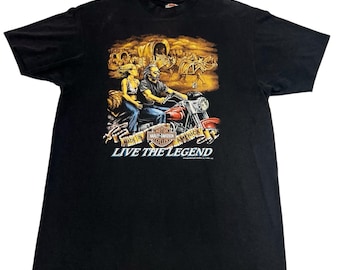 Vintage Harley Davidson T-shirt: 1990 3D Emblem Biker Tee, Size XL