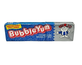 Chicles Bubble Yum Hawaiian Punch Fruit Punch Vintage, paquete raro de 5 piezas NUEVO