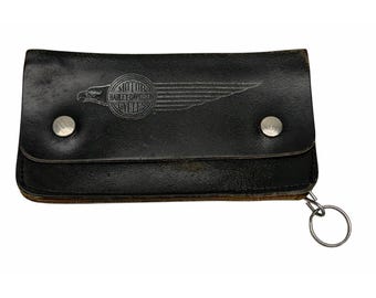 Vintage 1980's Harley Davidson Black Leather Trucker's Biker Wallet