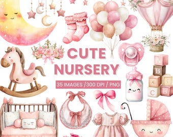 Aquarell Clipart Bundle | Babyparty PNG (digitaler Download)