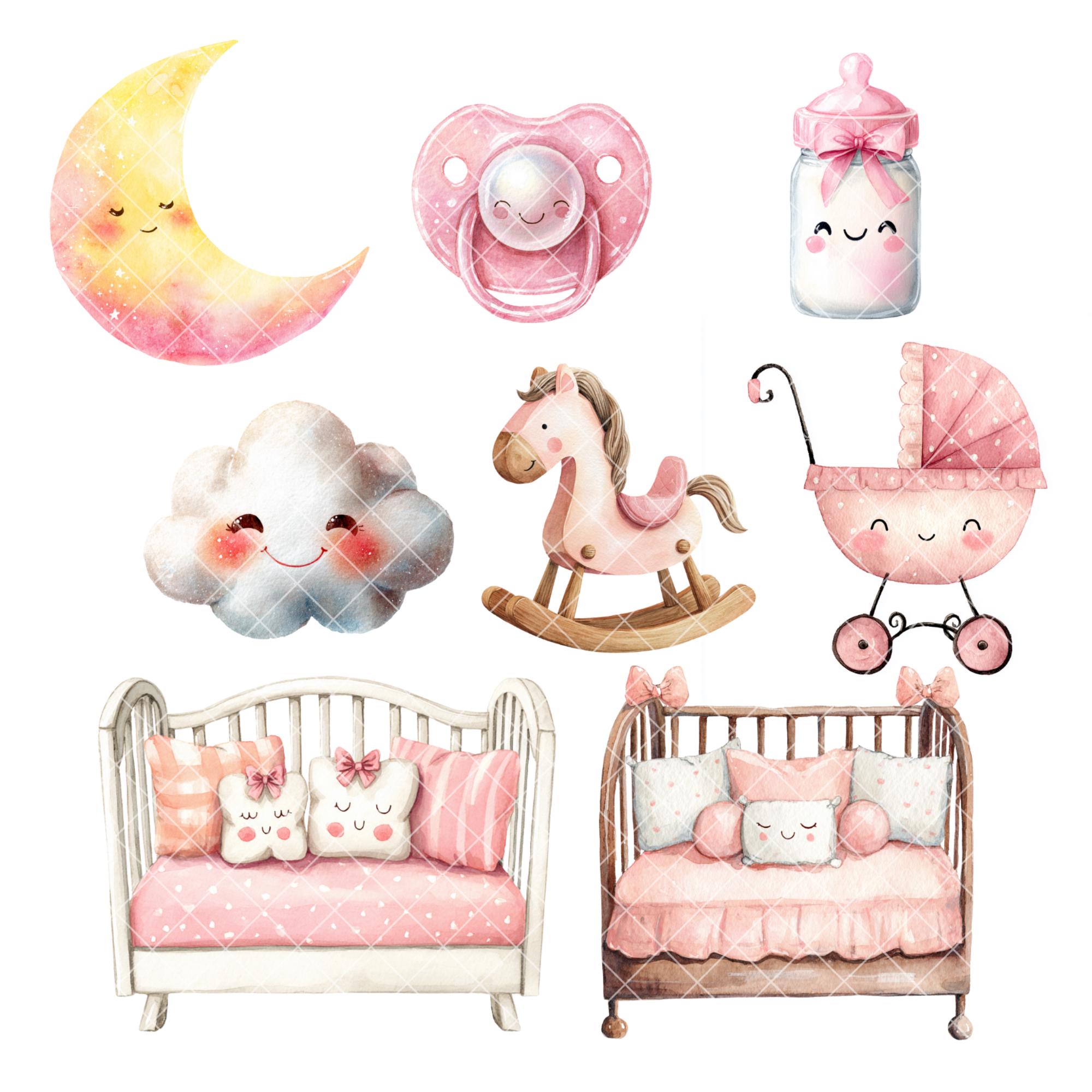 Watercolor Nursery Clipart Bundle | Baby Shower PNG (digital Download ...