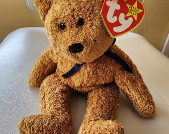 Fuzz the Bear TY Beanie Baby • 1998 Golden Brown Plush • Retired Vintage Teddy w/ Tags