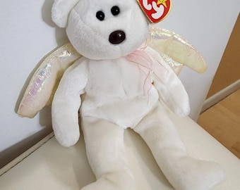 Halo Angel TY Beanie Baby: Urso de pelúcia branco de 1998 com etiquetas