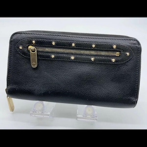 Carteira longa de couro com zíper Louis Vuitton Suhali Noir M93029 autêntica com caixa