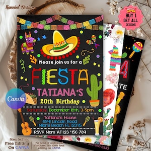 Fiesta Birthday Party Invitation Template, Mexican Birthday Invitation, Bright Colorful Florals, Fiesta, No time to Siesta Let&#39;s Fiesta