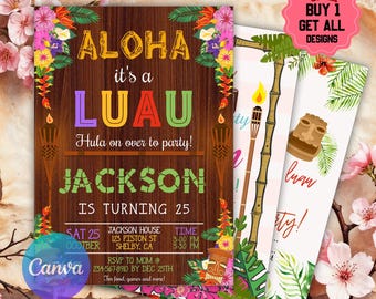 Luau Birthday Invitation, Luau Invitation, Luau Birthday Party, Luau Party Invite, Luau Birthday Template, Luau Invite, Luau Party, Luau