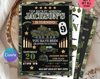 Army Birthday Invitation, Military Party Invitation, Soldier Birthday Invitation, Army Military invite, Army Invitation, Army Invite