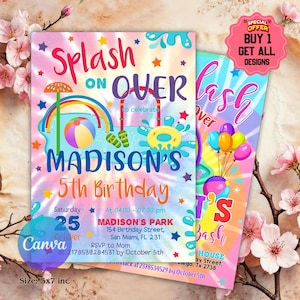 Splash Pad Party Invitation, Splish Splash Invitation, Water Park Party Invitation, Splash Pad Party Invitation, Waterpark Invitation
