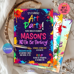 Editable Art Birthday Party Invitation, Art in Party Birthday Party Invite, Art Painting Artist Birthday Mobile Invitation, Painting