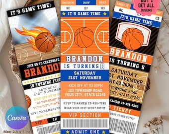Editable Basketball Invitation, Basketball Birthday Invitation, Sport Ticket Invitation Boy Party Ticket Style, Basketball Ticket invitation