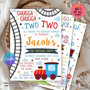 Train Birthday Invitation,All Aboard Train Express Invite,Vintage Train Birthday Party,Train Invitation,Instant Download,Editable