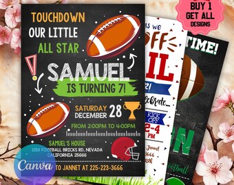 Football Invitation,Football Birthday,Football Birthday Invitation,Football Party,Sport Invite,Game Invite,Instant Download,Editable,Canva