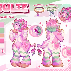 Hoja de referencia de fursona personalizada: Encargo de arte de personaje antropomórfico (digital)