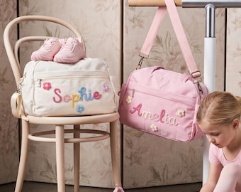 Personalized Kids Dance Bag, Custom Ballet Bag for Girls, Monogrammed Ballerina Tote, Large Dance Class Duffel Bag
