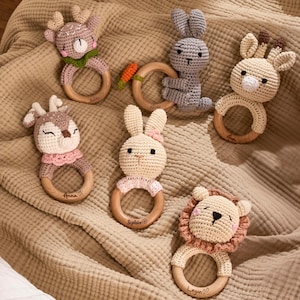 Personalized Baby Rattle - Custom Baby Rattle with Name - Engraved Animal Rattle -Baby Shower Gift - Newborn Gift