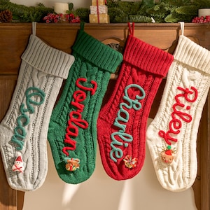 2025 Christmas Personalized Christmas Stocking - Custom Name Knit Stocking - Toddler Knit Stocking - Christmas Stocking Day