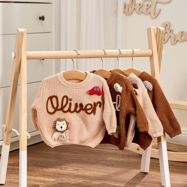 Suéter personalizado - Suéter bordado personalizado para bebé - Sudadera de punto para niño pequeño - Jersey con nombre para bebé