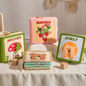 Personalisiertes Baby-Ostern-Geschenk, handgemachtes ruhiges Buch, benutzerdefinierte Montessori Sensorisches Spielzeug, erstes Geburtstagsgeschenk, beschäftigt Buch, weiches Filz-Spielzeug