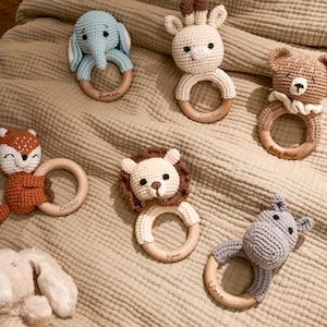 Personalized Baby Rattle - Custom Baby Rattle with Name - Engraved Animal Rattle -Baby Shower Gift - Newborn Gift