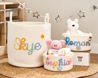 Personalized Basket -  Personalized Baby First Name Basket - Baby Woven Basket - Baby Shower - Nursery Basket