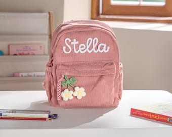 Personalized Kids Corduroy Backpack – Custom Toddler School Bag with Name, Cute and Practical Gift for Boys & Girls