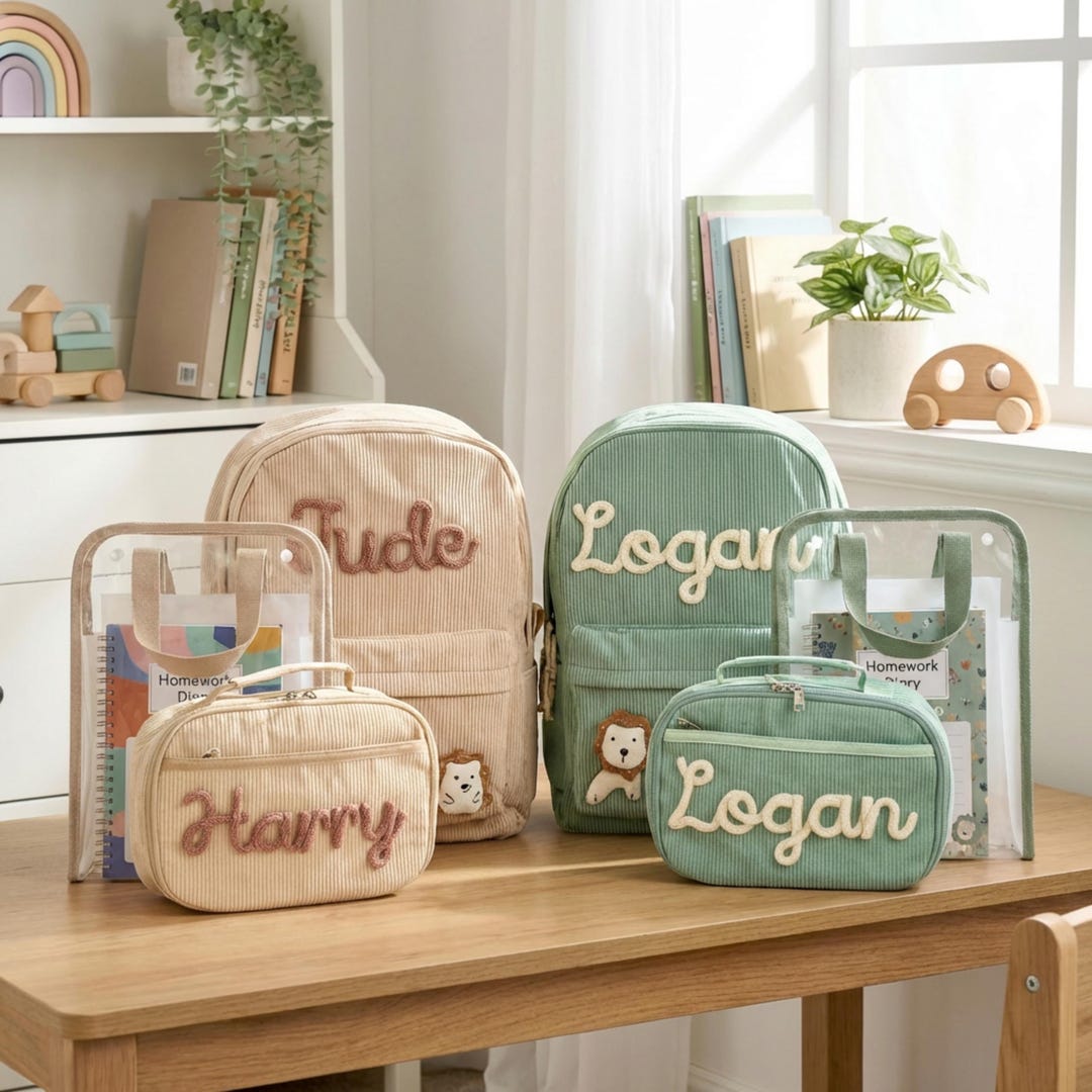 Personalized 4pc Backpack Set With Lunch Bag, Pencil Case & A4 Handle ...
