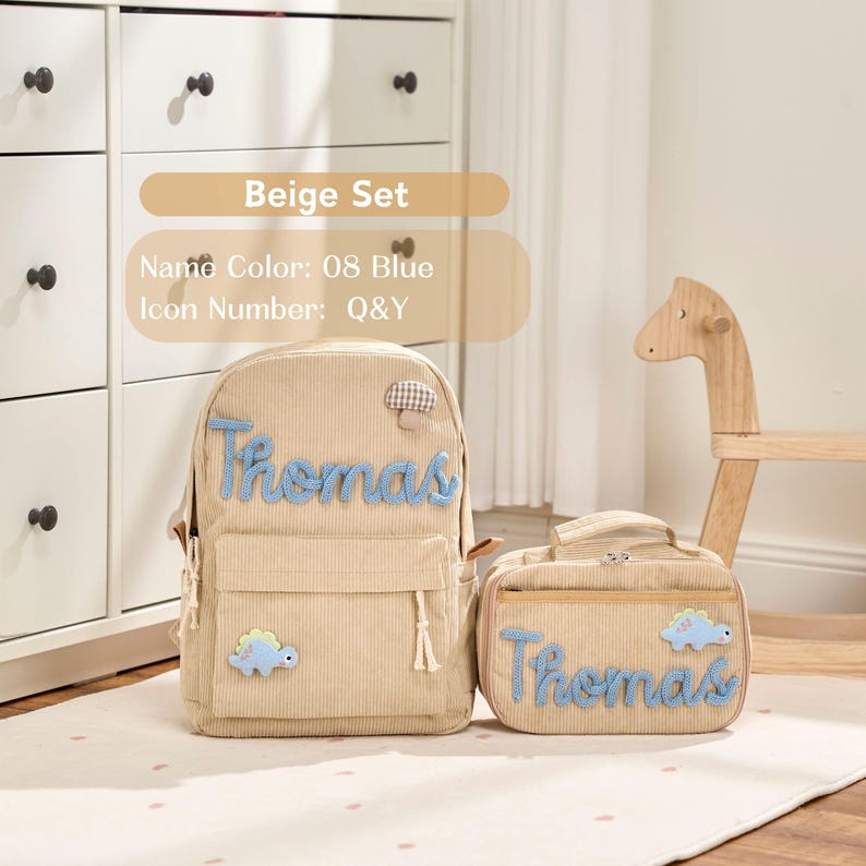 Personalized Set - Backpack and Lunchbag - Back to School Gift - School Lunch Bag - Back to School - Kid Gift image 9