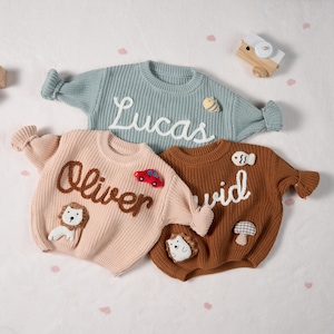 Personalized Sweater - Custom Embroidered Baby Sweater -  Toddler Knit Sweatshirt - Baby Name Jumper