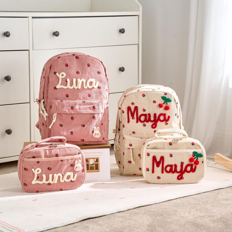 Personalized Set - Backpack and Lunchbag - Back to School Gift - School Lunch Bag - Back to School - Kid Gift image 1