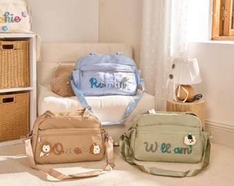 Personalized Diaper Bag for Mom, Custom Travel Baby Bag, Large Hospital Bag, Monogrammed Weekender Nappy Tote, Baby Shower Gift, Mom Bag