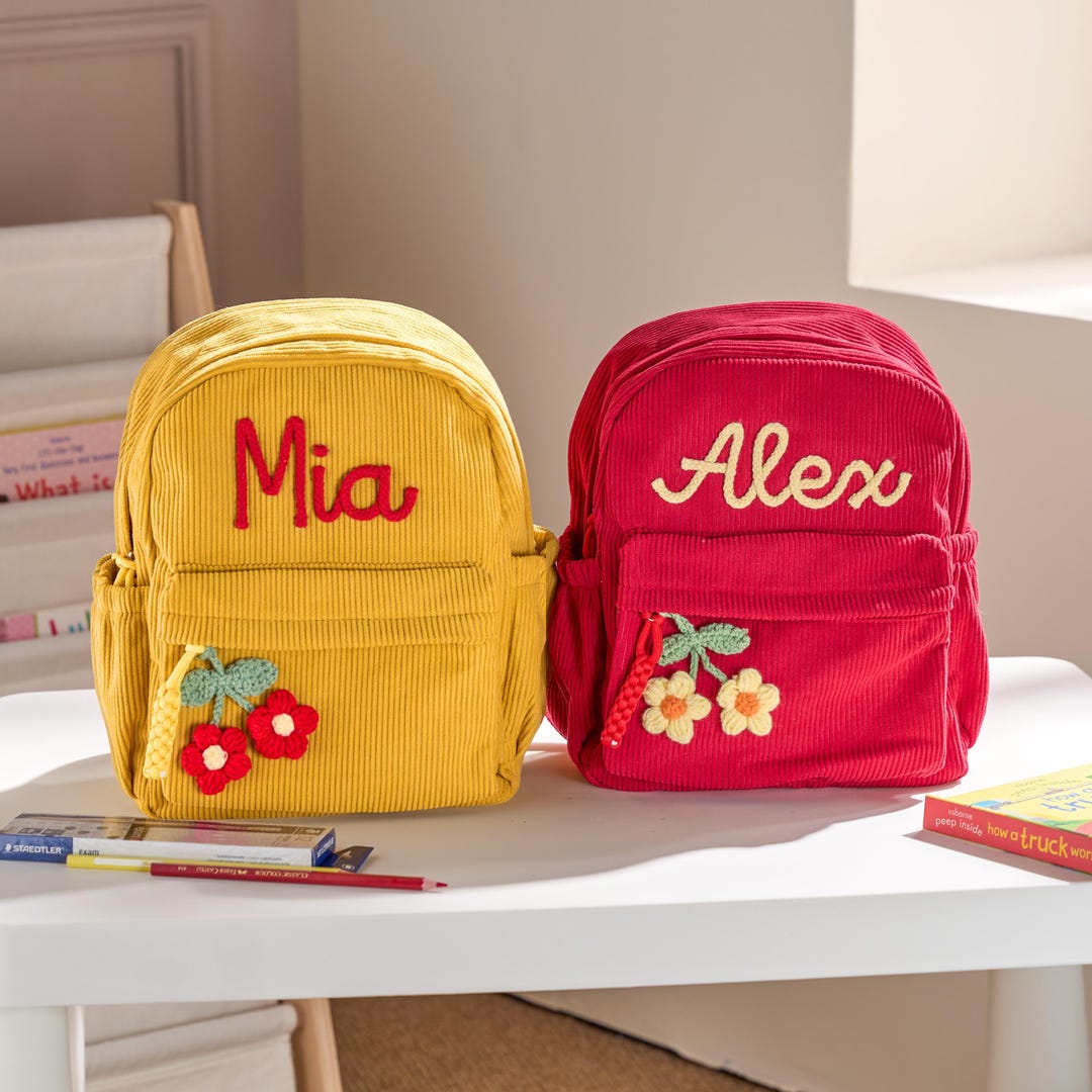 Personalized Kids Corduroy Backpack – Custom Toddler School Bag With ...