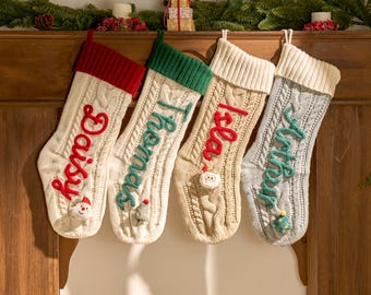 2026 Christmas Personalized Christmas Stocking - Custom Name Knit Stocking - Toddler Knit Stocking - Christmas Stocking Day