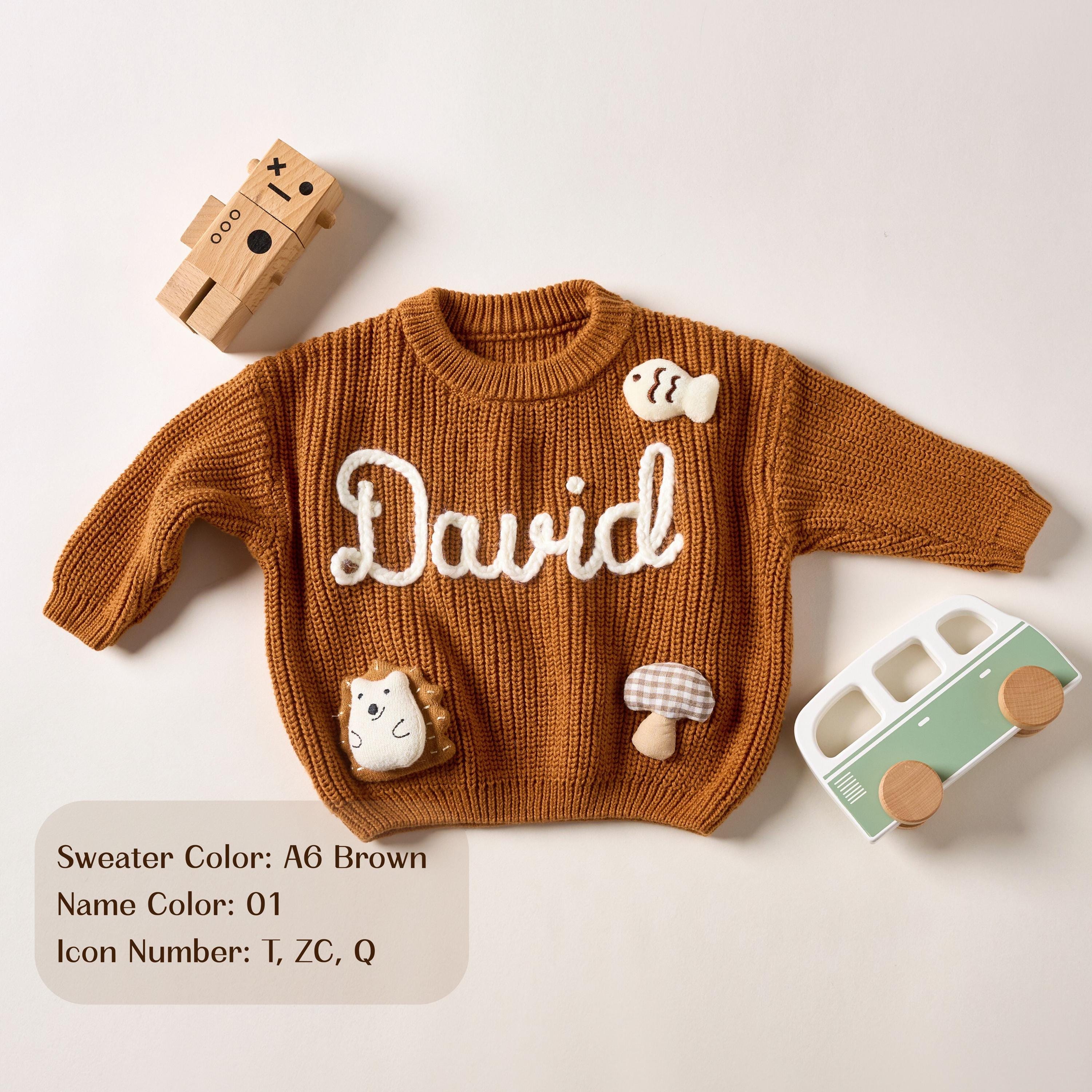 Pull personnalisé avec nom de bébé pull en tricot - France