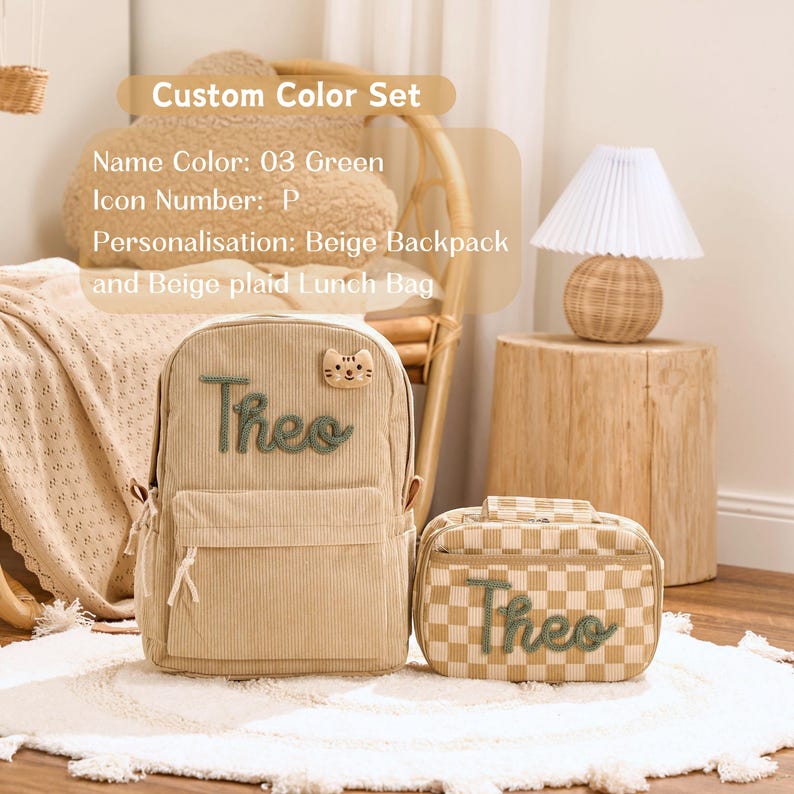 Personalized Set - Backpack and Lunchbag - Back to School Gift - School Lunch Bag - Back to School - Kid Gift image 10