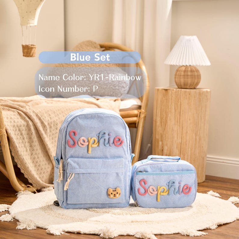 Personalized Set - Backpack and Lunchbag - Back to School Gift - School Lunch Bag - Back to School - Kid Gift image 8