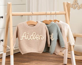 Personalized Sweater - Custom Embroidered Baby Sweater -  Toddler Knit Sweatshirt - Baby Name Jumper
