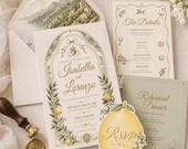 Editable Canva Wedding Template, Lemon Invitation Suite, Amalfi Coast Set, RSVP & Details Cards