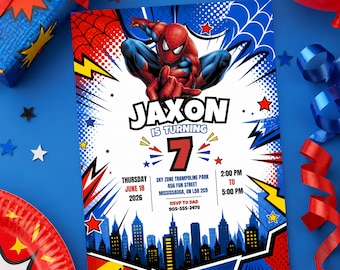 Spider Man Birthday Invitation | Editable Canva Template