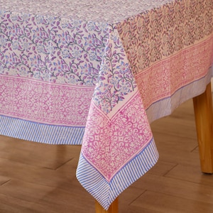 Vintage Table Cover Rectangle/Square/Round Cotton TableCloths With Runner/Napkins/Placemats Bohemian Cotton Block Print Table Cloth.