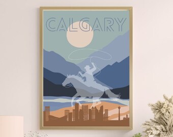 Calgary Poster, Canadese stad, YYC, digitale download, kunst aan de muur