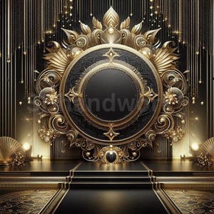 Black & Gold Digital Fotografie Backdrop Federn und Pampas Digitaler Hintergrund Moderne Fotografie Backdrop Geburtstag Jahrestag