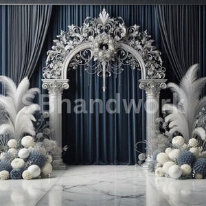 White and blue Digital Photography Backdrop Digital Background Modern Photography Backdrop Birthday Anniversary
