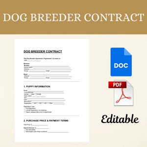 Editable Dog Breeder Contract Template (PDF & DOC)