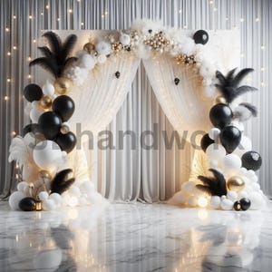 Black and white Digital Photography Backdrop Digital Background Modern Photography Backdrop Birthday Anniversary