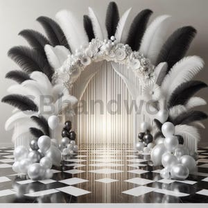 Black and white Digital Photography Backdrop Digital Background Modern Photography Backdrop Birthday Anniversary