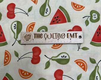 MODA Sassy Cotton Fabric with Oranges, Pears, Cherries and Apples sold by the half and full yard